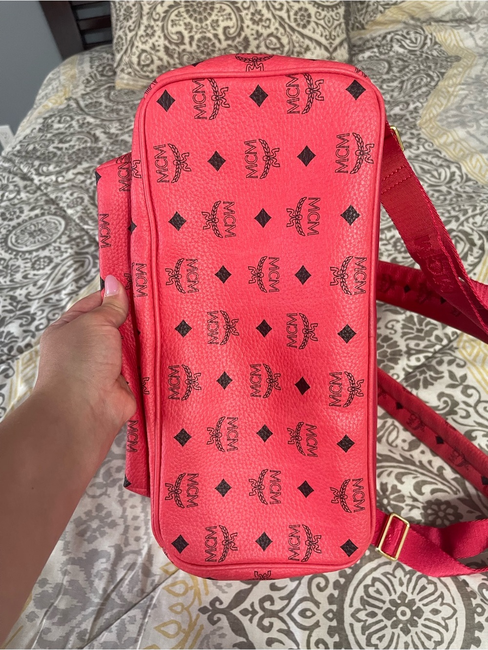 MCM studded hot pink backpack like new! Authentic - Picture 7 of 13